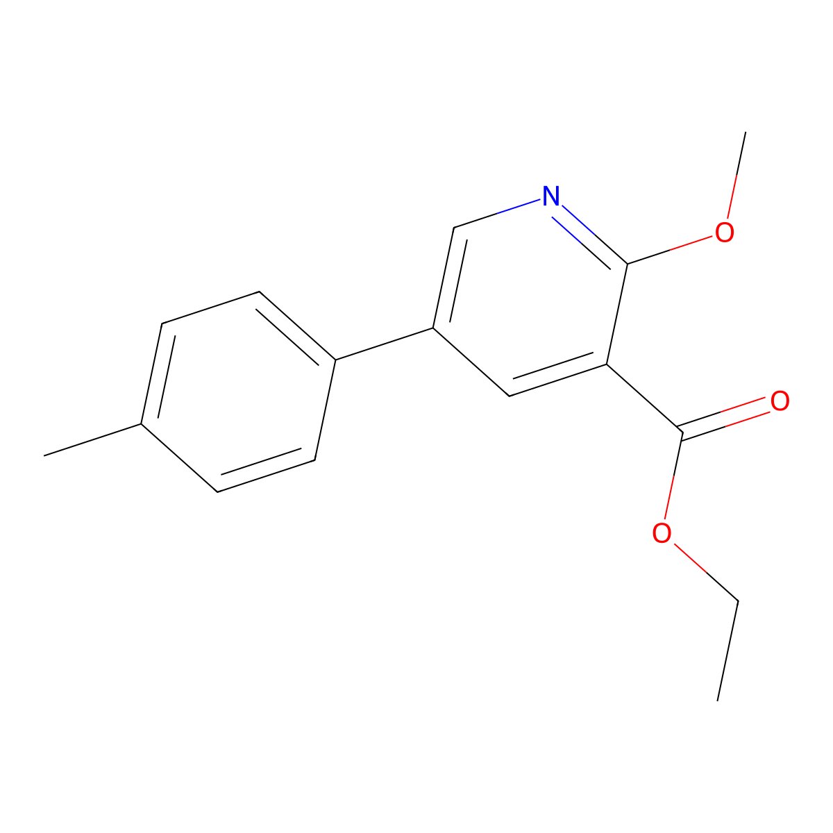 Ethyl 2-methoxy-5-(4-methylphenyl)-3-pyridinecarboxylate molecular structure, CAS 2119465-69-7