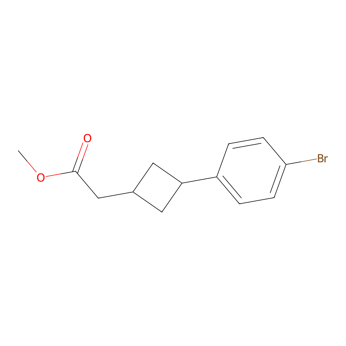 Methyl 2-(3-(4-bromophenyl)cyclobutyl)acetate molecular structure, CAS 2119511-23-6