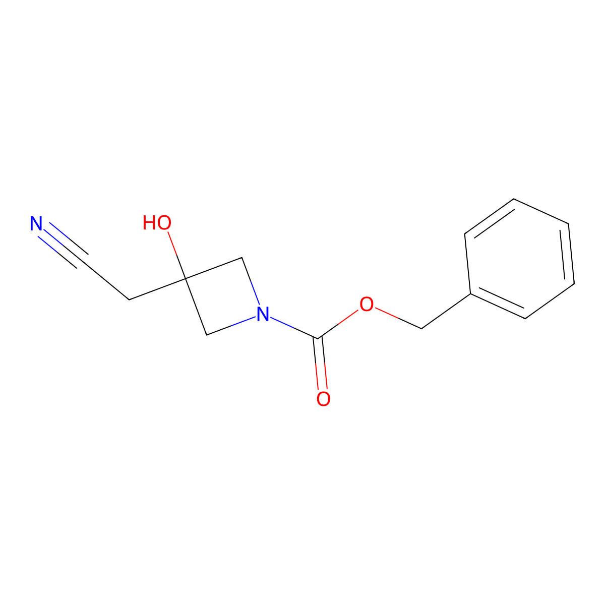Benzyl 3-(cyanomethyl)-3-hydroxyazetidine-1-carboxylate molecular structure, CAS 2119542-83-3