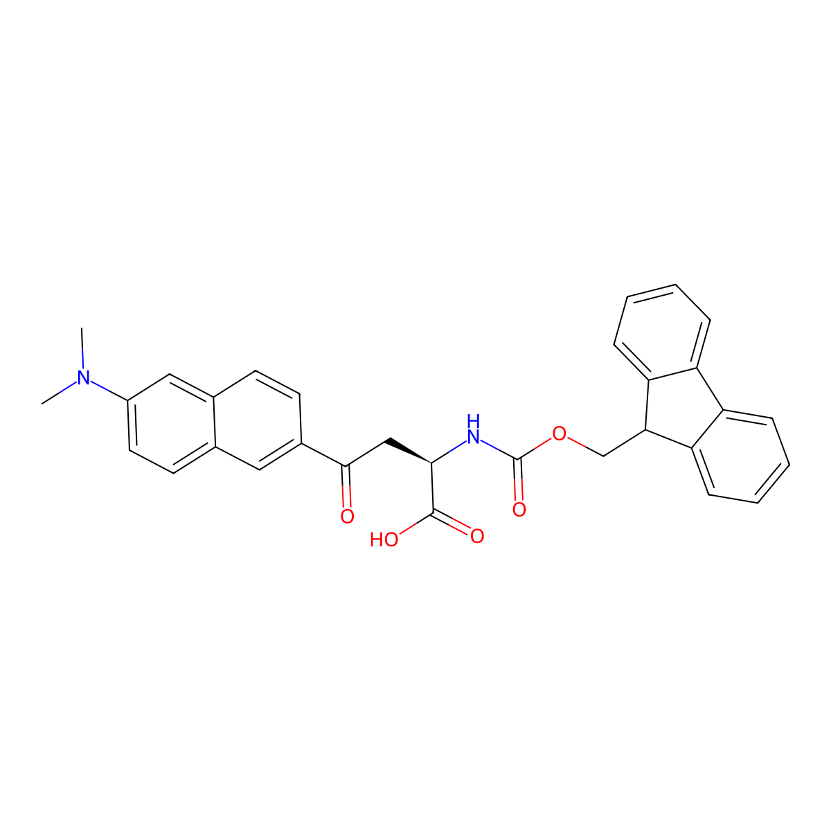 (R)-2-((((9H-fluoren-9-yl)methoxy)carbonyl)amino)-4-(6-(dimethylamino)naphthalen-2-yl)-4-oxobutanoic acid molecular structure, CAS 2119569-24-1