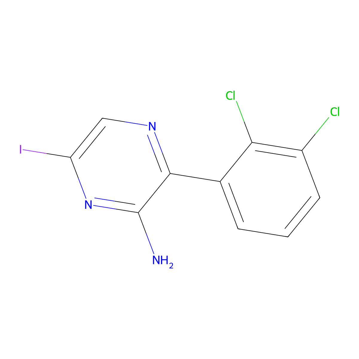 3-(2,3-Dichlorophenyl)-6-iodopyrazin-2-amine molecular structure, CAS 2119574-67-1
