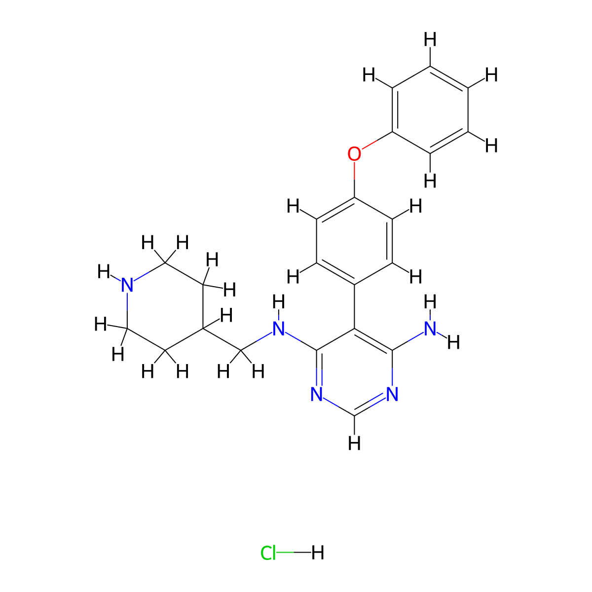 5-(4-phenoxyphenyl)-N4-(piperidin-4-ylmethyl)pyrimidine-4,6-diamine hydrochloride molecular structure, CAS 2119574-73-9