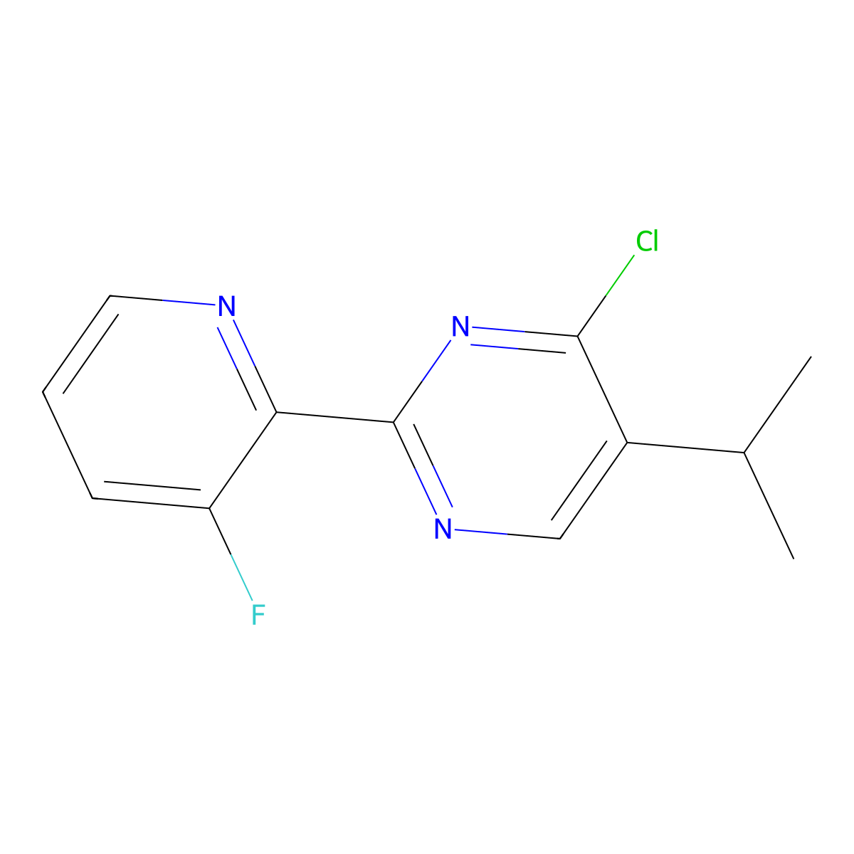 4-Chloro-2-(3-fluoropyridin-2-yl)-5-isopropylpyrimidine molecular structure, CAS 2119574-84-2
