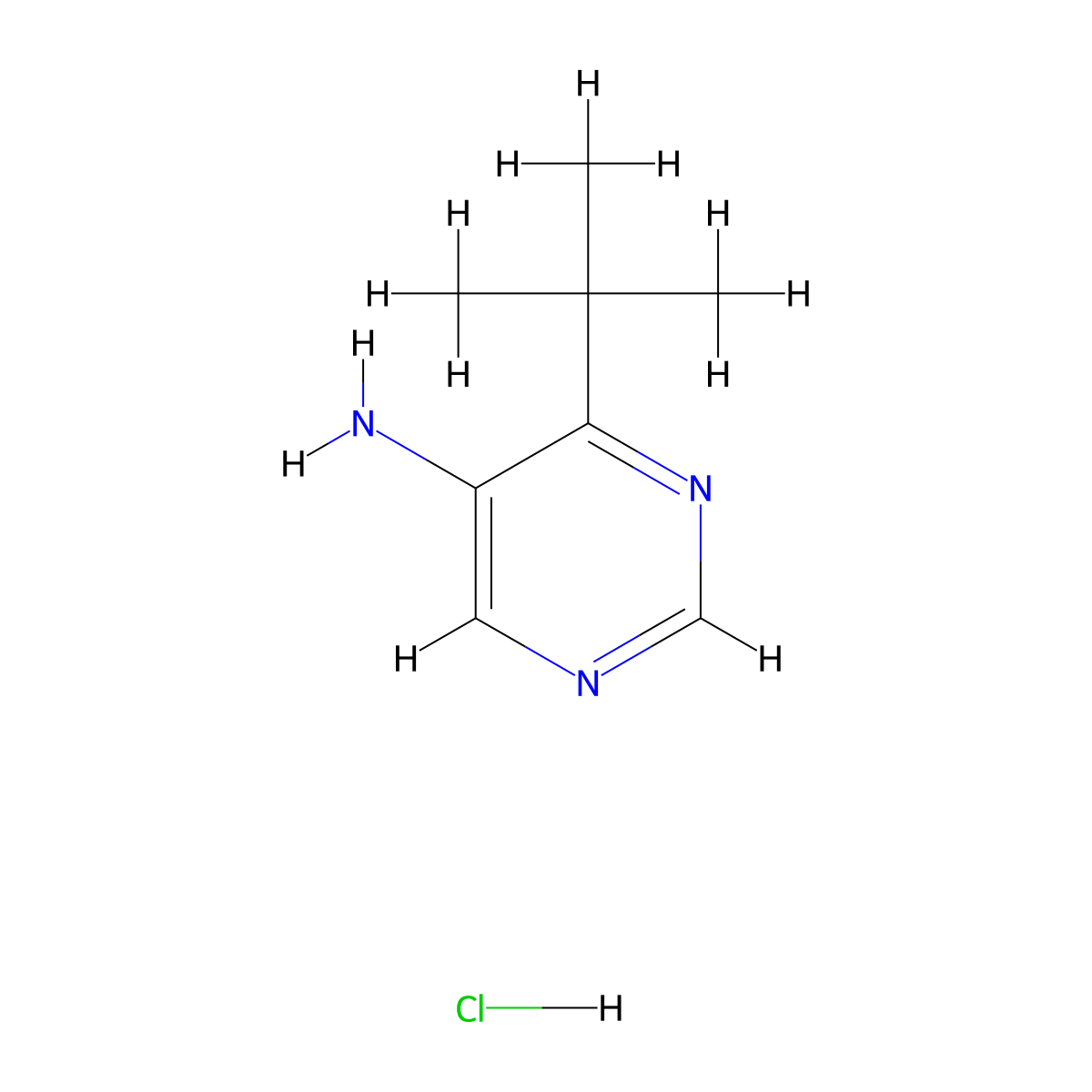 4-(Tert-butyl)pyrimidin-5-amine hydrochloride molecular structure, CAS 2119574-91-1