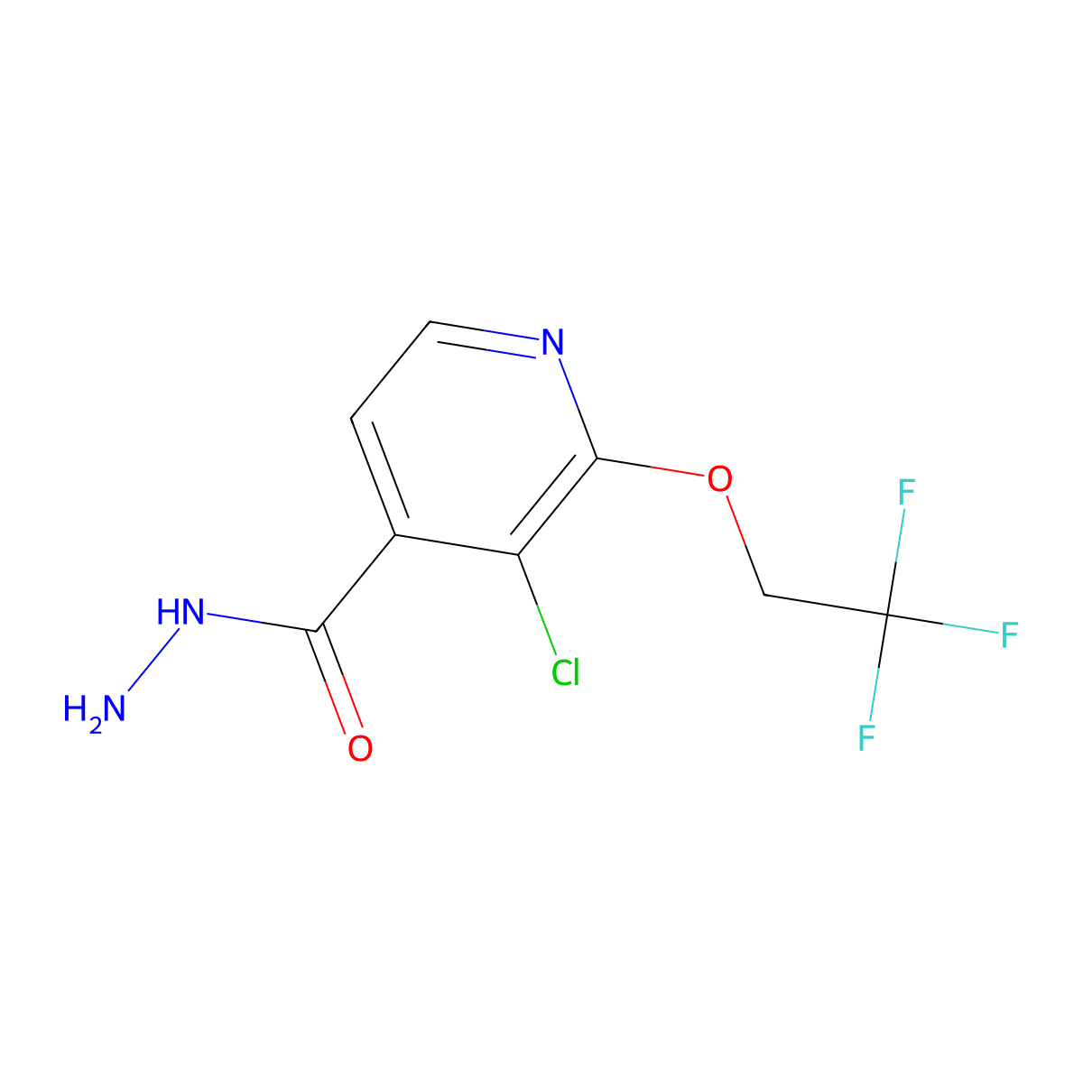 3-Chloro-2-(2,2,2-trifluoroethoxy)isonicotinohydrazide molecular structure, CAS 2119574-92-2