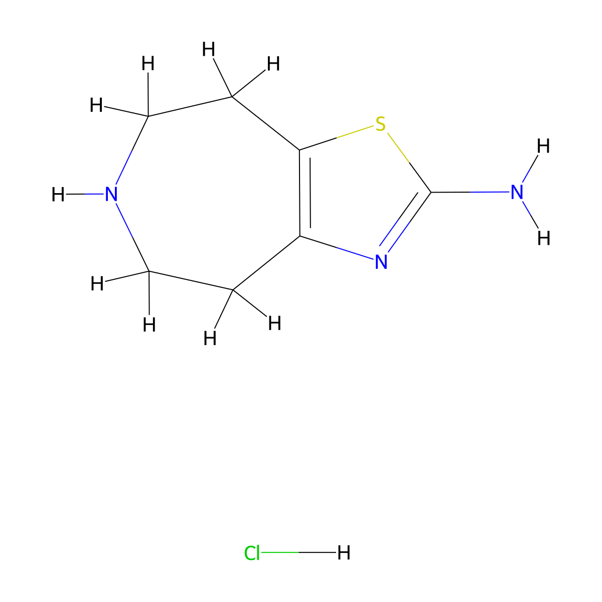 5,6,7,8-tetrahydro-4H-thiazolo[4,5-d]azepin-2-amine hydrochloride molecular structure, CAS 2119574-93-3