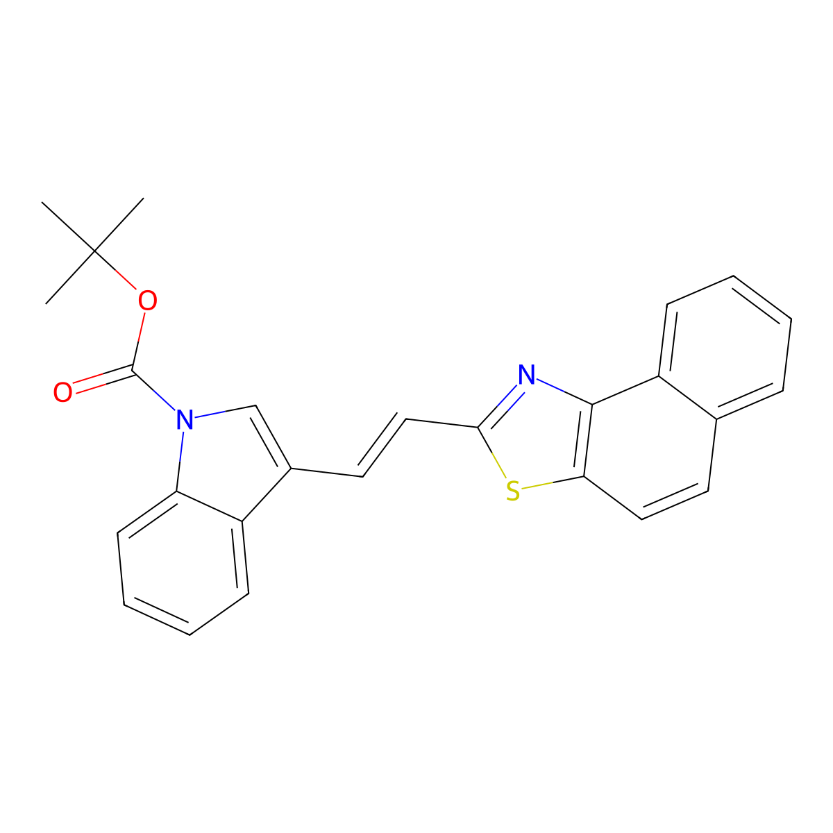 (E)-tert-butyl 3-(2-(naphtho[1,2-d]thiazol-2-yl)vinyl)-1H-indole-1-carboxylate molecular structure, CAS 2119580-98-0