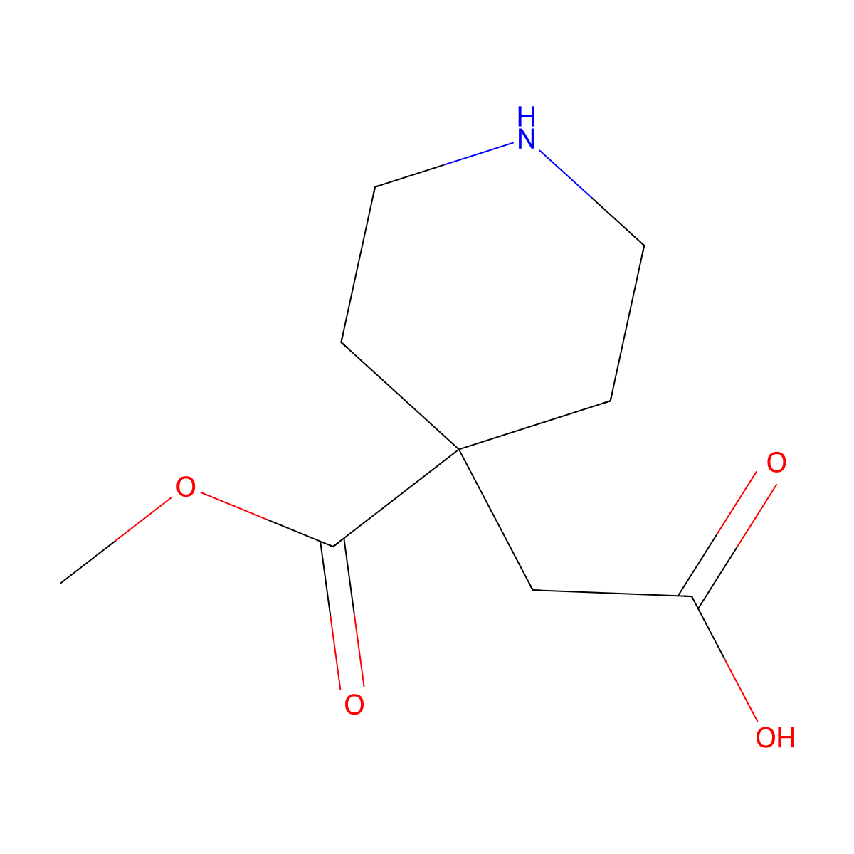 2-[4-(Methoxycarbonyl)piperidin-4-yl]acetic acid molecular structure, CAS 2119638-71-8