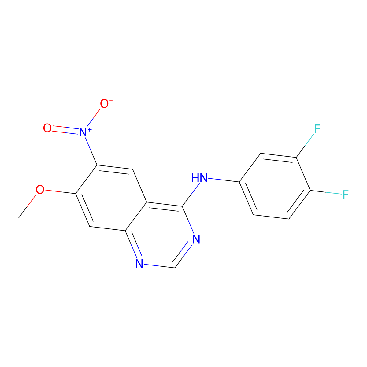 N-(3,4-Difluorophenyl)-7-methoxy-6-nitroquinazolin-4-amine (Dacomitinib Impurity) molecular structure, CAS 2119689-75-5