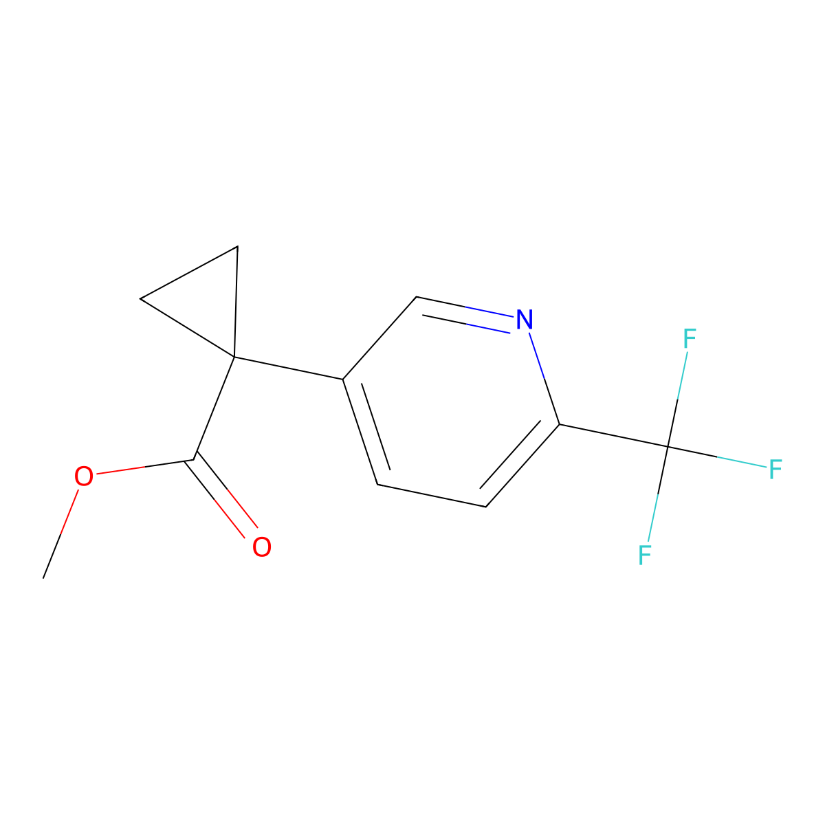 Methyl 1-[6-(trifluoromethyl)-3-pyridyl]cyclopropanecarboxylate molecular structure, CAS 2119721-57-0