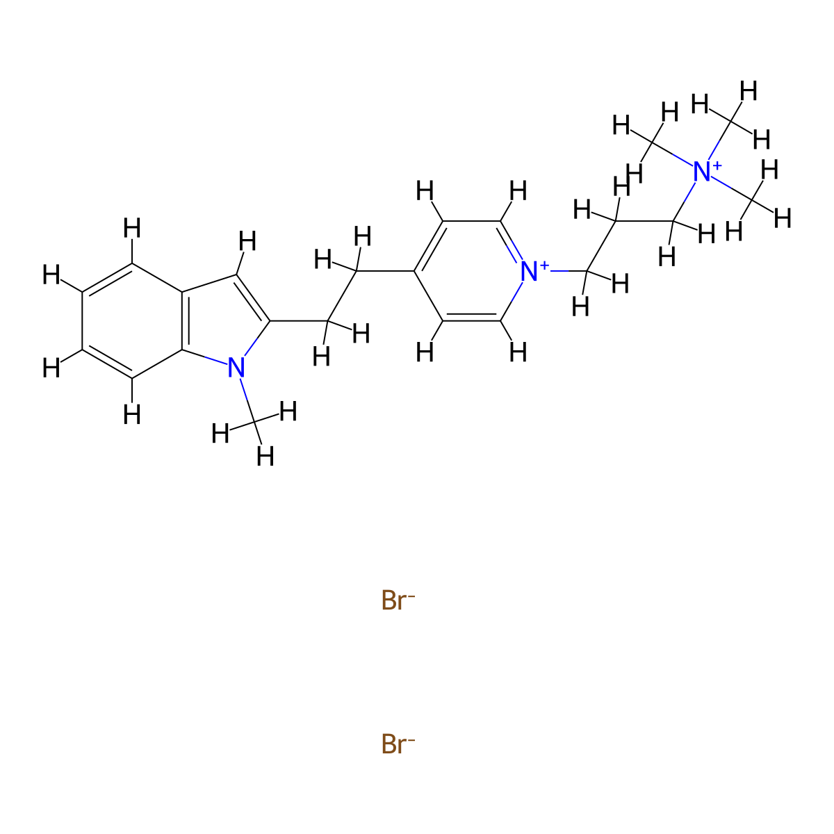 Pyridinium, 4-(2-(1-methylindol-3-yl)ethyl)-1-(3-(trimethylammonio)propyl)-, dibromide molecular structure, CAS 21199-35-9