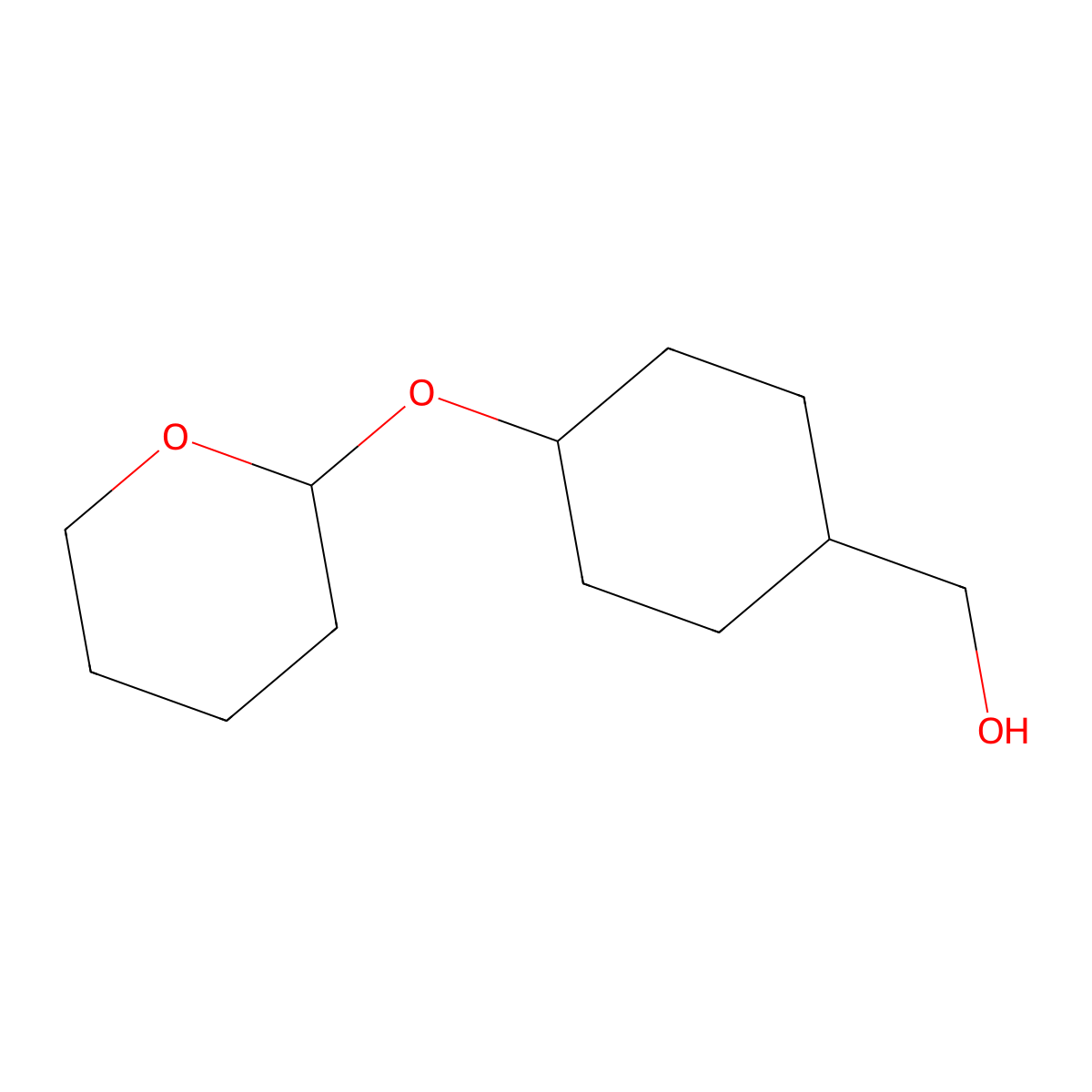 Cyclohexanemethanol, 4-[(tetrahydro-2H-pyran-2-yl)oxy]-, cis- molecular structure, CAS 211995-76-5
