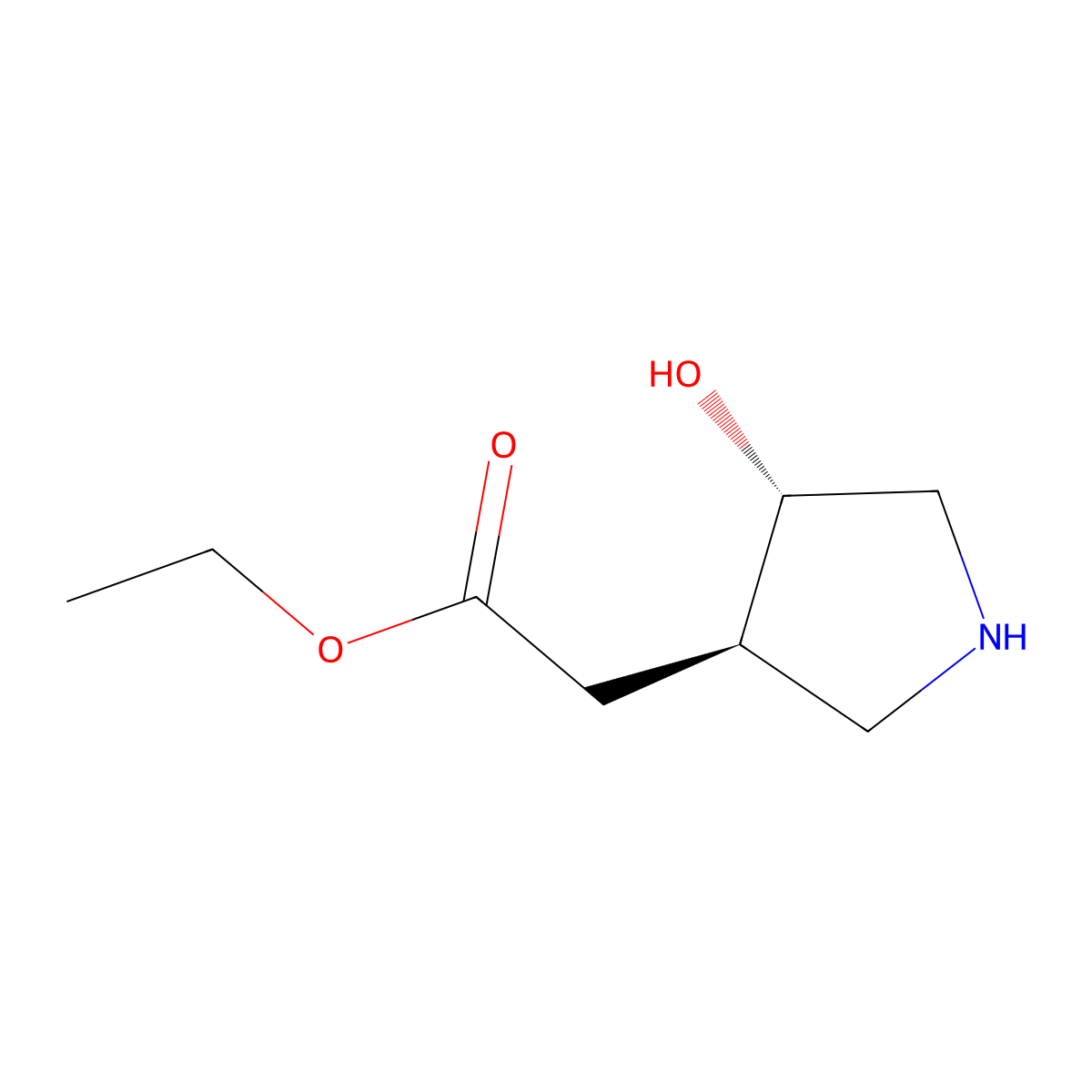 rac-ethyl 2-[(3R,4S)-4-hydroxypyrrolidin-3-yl]acetate molecular structure, CAS 2119981-34-7