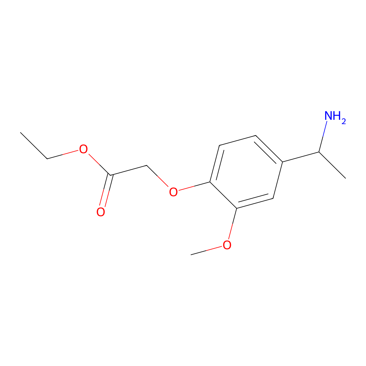 Ethyl 2-[4-(1-aminoethyl)-2-methoxyphenoxy]acetate molecular structure, CAS 212007-07-3