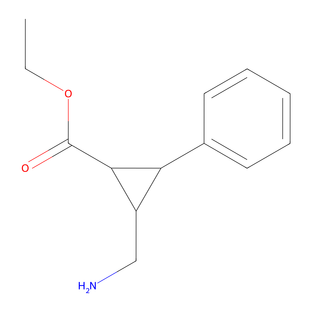 Ethyl 2-(aminomethyl)-3-phenylcyclopropane-1-carboxylate molecular structure, CAS 2120099-96-7