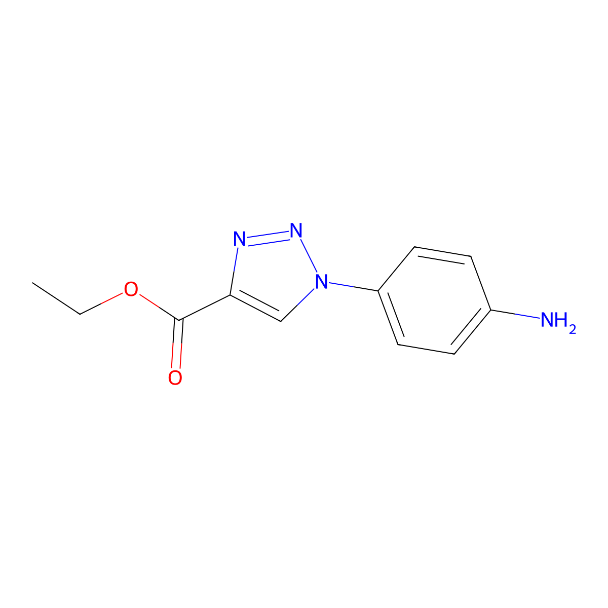 ethyl 1-(4-aminophenyl)-1H-1,2,3-triazole-4-carboxylate molecular structure, CAS 2120261-59-6