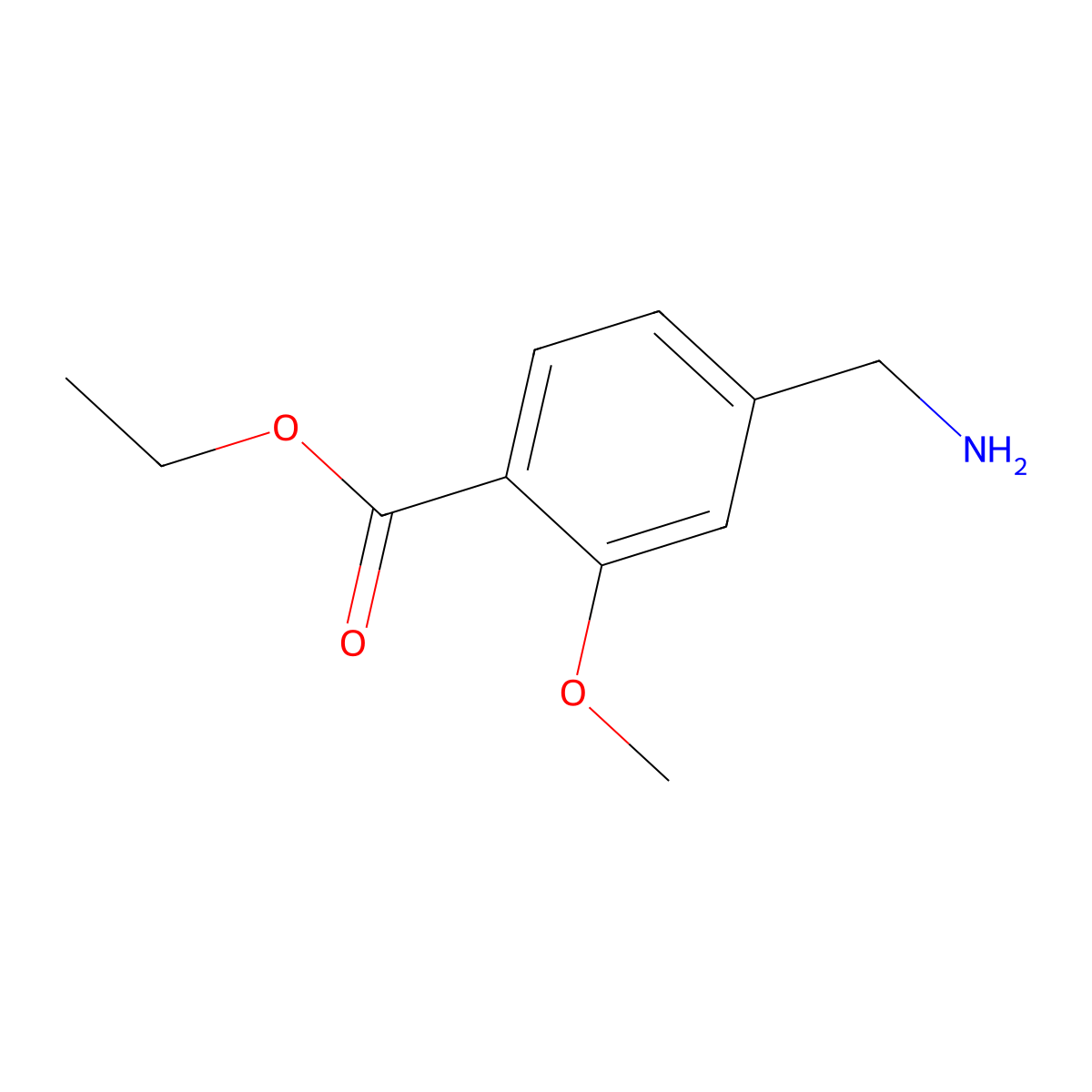 Ethyl 4-(aminomethyl)-2-methoxybenzoate molecular structure, CAS 2120329-76-0