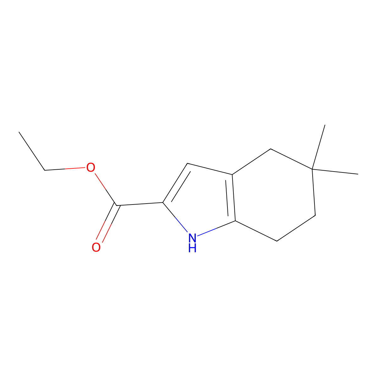 Ethyl 5,5-dimethyl-1,4,6,7-tetrahydroindole-2-carboxylate molecular structure, CAS 2120341-39-9