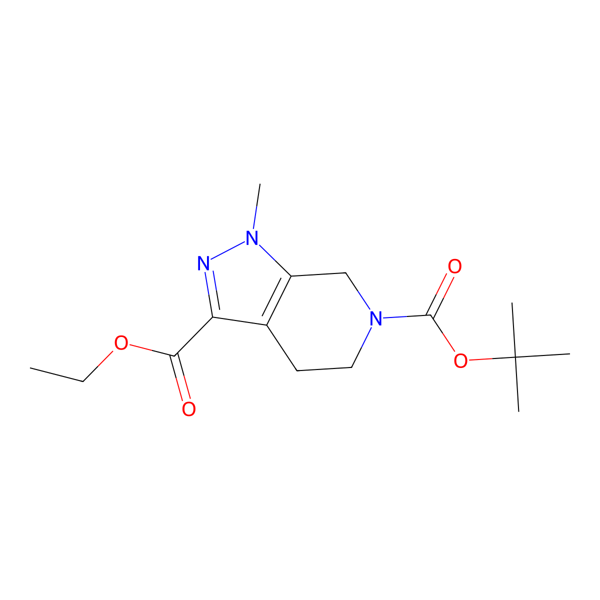 6-tert-butyl3-ethyl1-methyl-4,5-dihydro-1H-pyrazolo[3,4-c]pyridine-3,6(7H)-dicarboxylate molecular structure, CAS 2120373-99-9