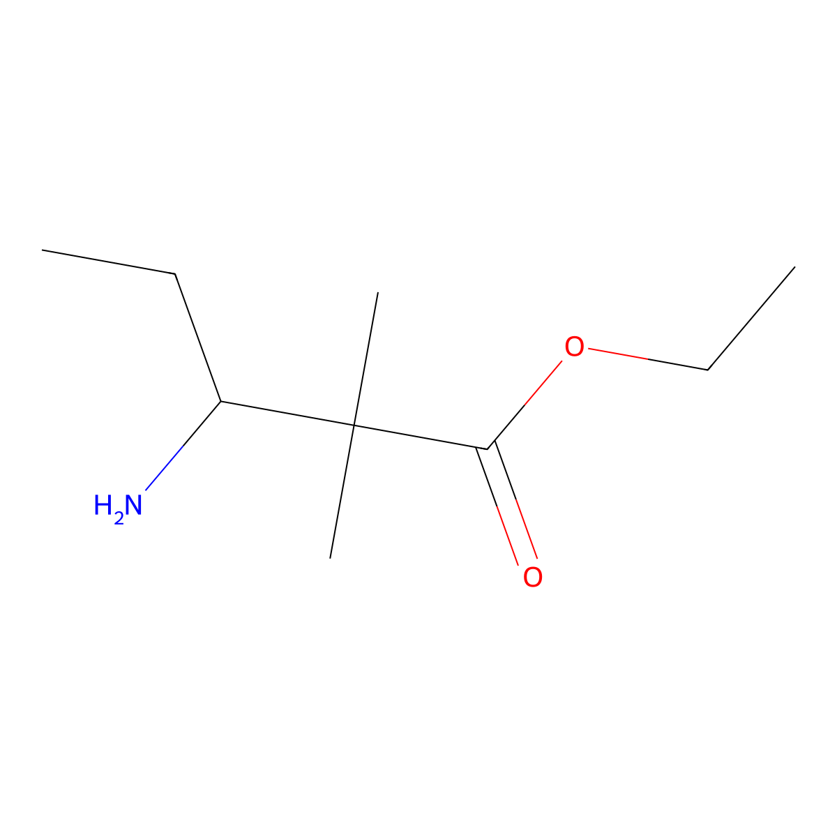 Ethyl 3-amino-2,2-dimethylpentanoate molecular structure, CAS 2120374-11-8