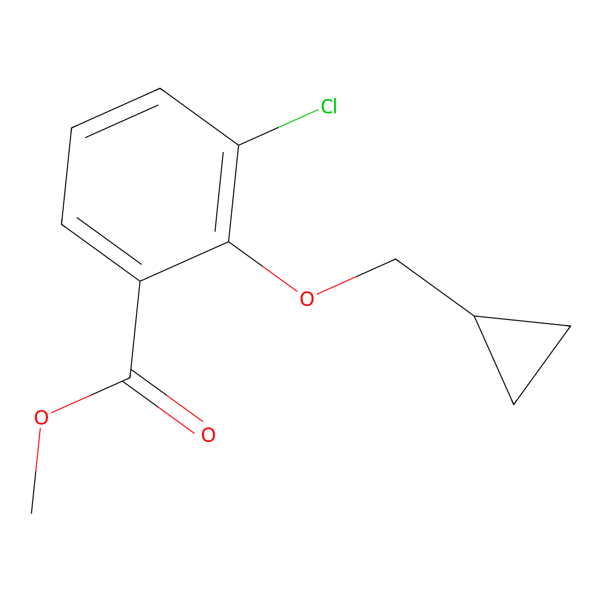 Methyl 3-chloro-2-(cyclopropylmethoxy)benZoate molecular structure, CAS 2120374-64-1