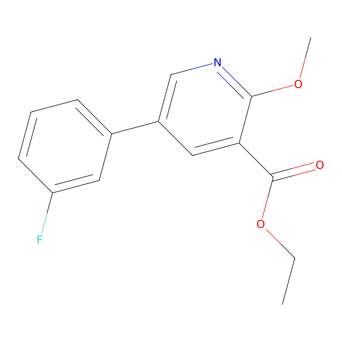 Ethyl 5-(3-fluorophenyl)-2-methoxy-3-pyridinecarboxylate molecular structure, CAS 2120423-17-6