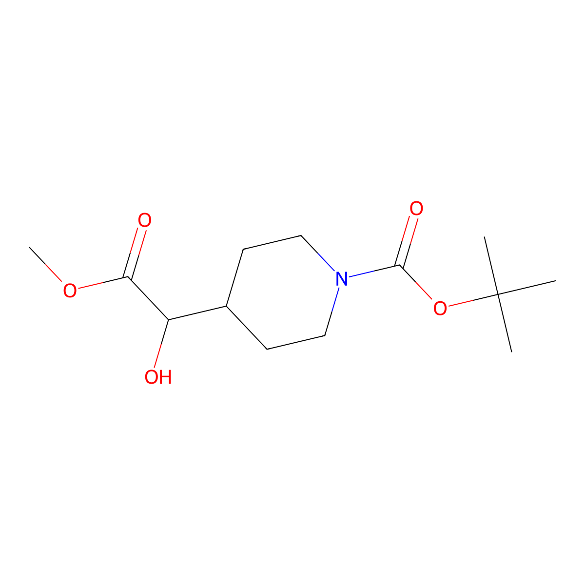 Tert-butyl 4-(1-hydroxy-2-methoxy-2-oxoethyl)piperidine-1-carboxylate molecular structure, CAS 2120439-13-4