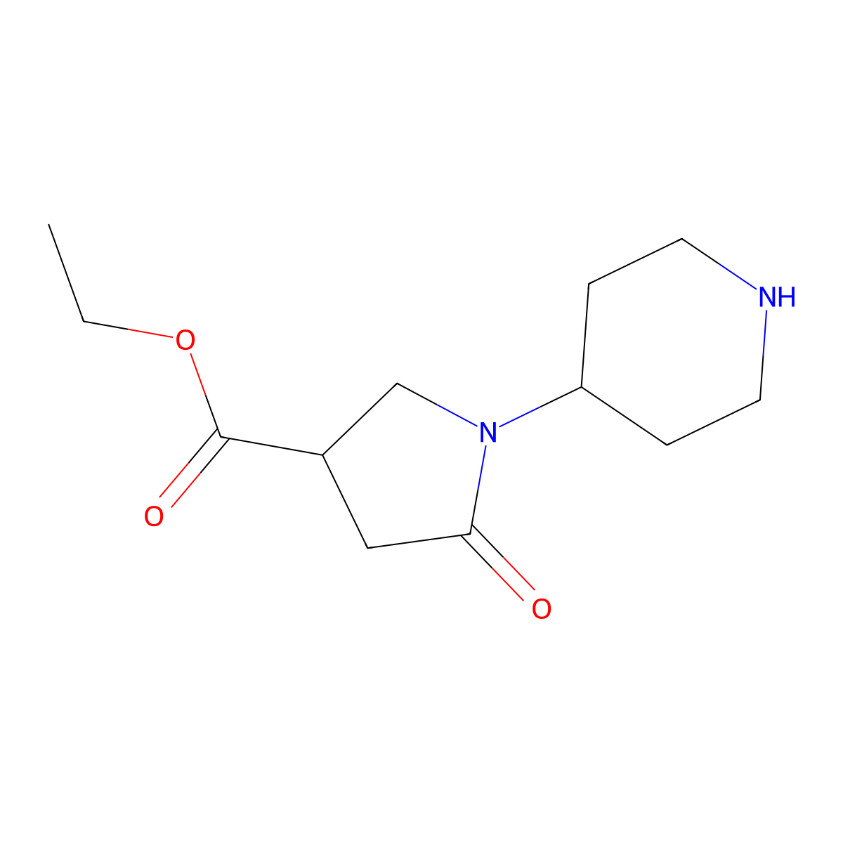 Ethyl 5-oxo-1-(piperidin-4-yl)pyrrolidine-3-carboxylate molecular structure, CAS 2120474-15-7
