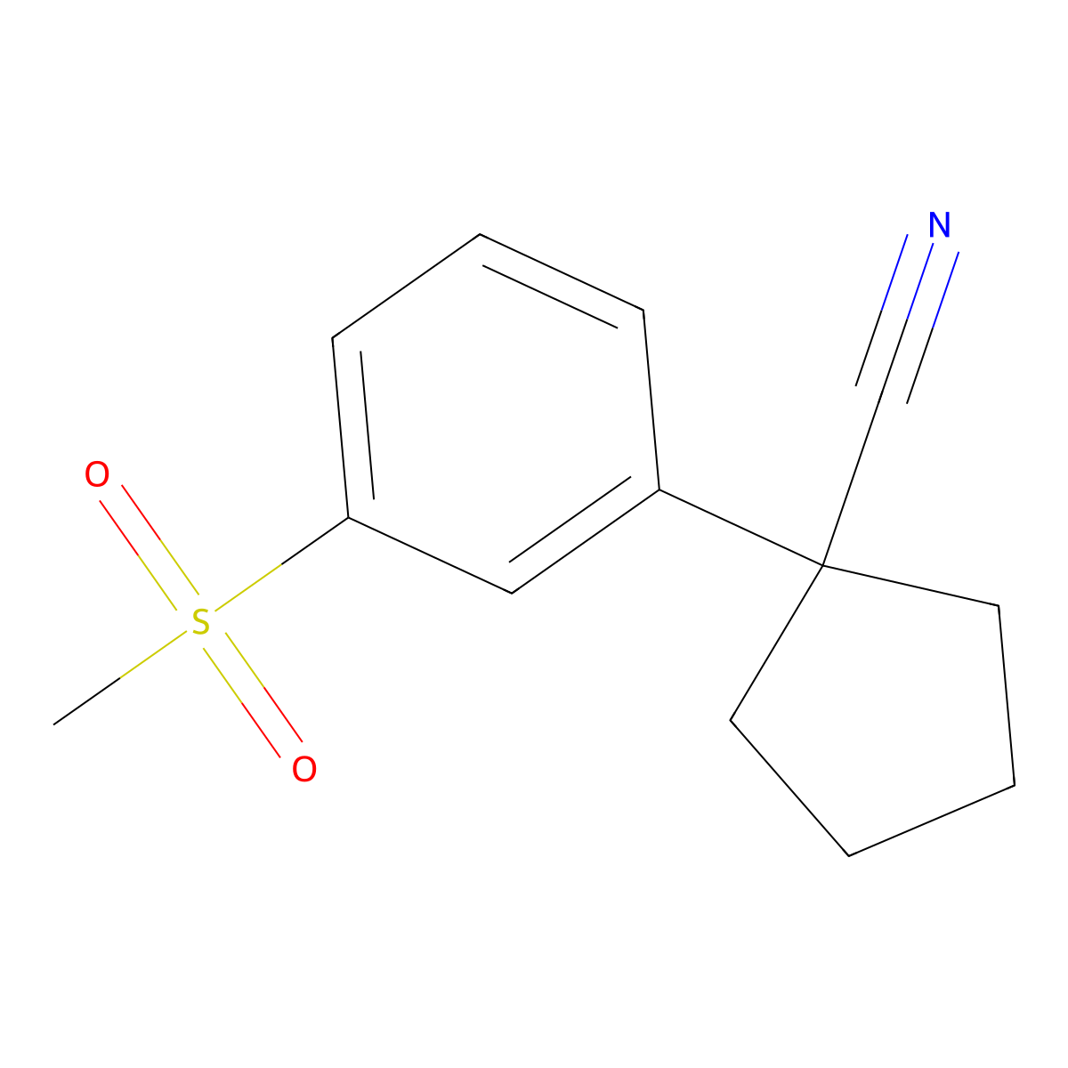 1-[3-(Methylsulfonyl)phenyl]cyclopentanecarbonitrile molecular structure, CAS 2120495-01-2