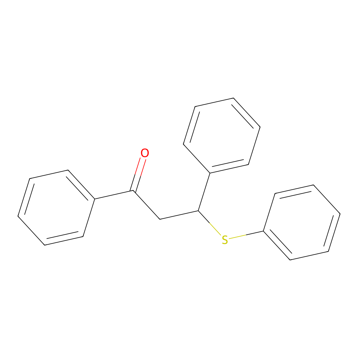 1-Propanone, 1,3-diphenyl-3-(phenylthio)- molecular structure, CAS 21205-14-1