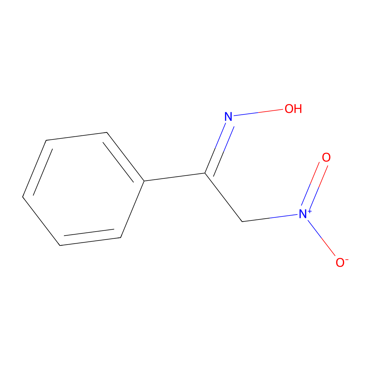 2-Nitro-1-phenylethanone oxime molecular structure, CAS 21205-24-3
