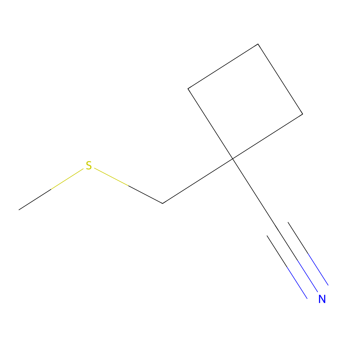 1-[(Methylsulfanyl)methyl]cyclobutane-1-carbonitrile molecular structure, CAS 2120504-81-4