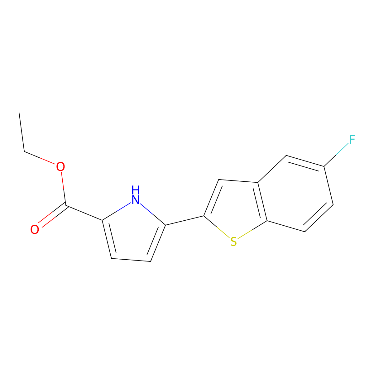 Ethyl 5-(5-fluorobenzo[b]thiophen-2-yl)-1H-pyrrole-2-carboxylate molecular structure, CAS 2120538-80-7