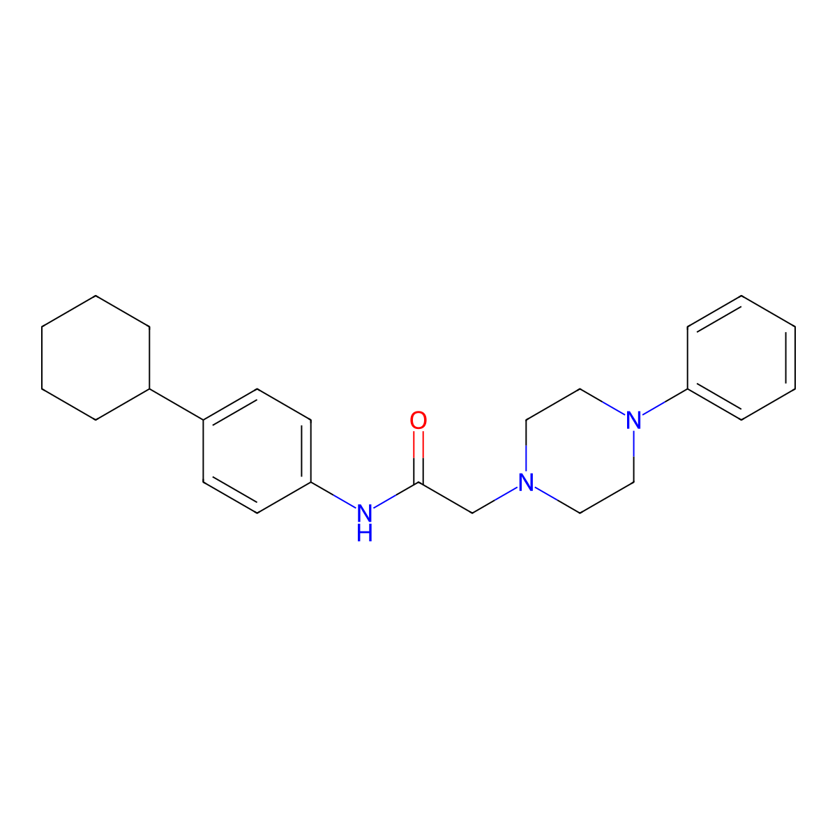 N-(4-cyclohexylphenyl)-2-(4-phenylpiperazin-1-yl)acetamide molecular structure, CAS 212054-71-2