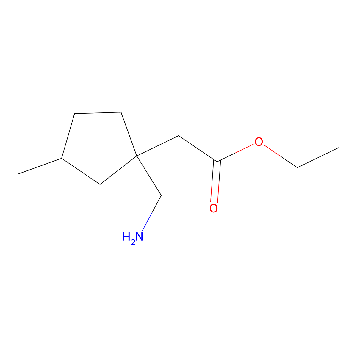 Ethyl 2-[1-(aminomethyl)-3-methylcyclopentyl]acetate molecular structure, CAS 2120591-68-4