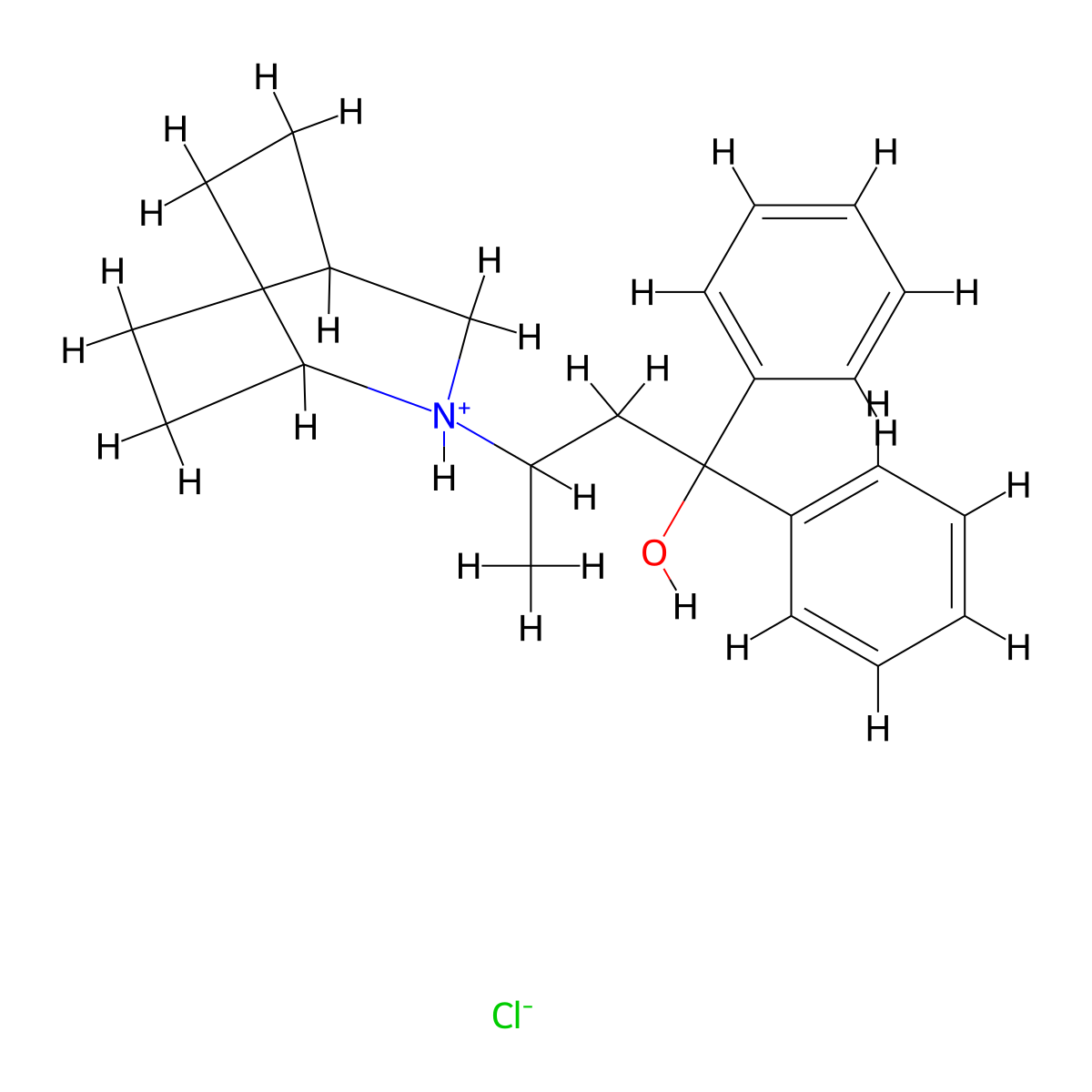 2-Azabicyclo(2.2.2)octane-2-propanol, beta-methyl-alpha,alpha-diphenyl-, hydrochloride molecular structure, CAS 21206-72-4