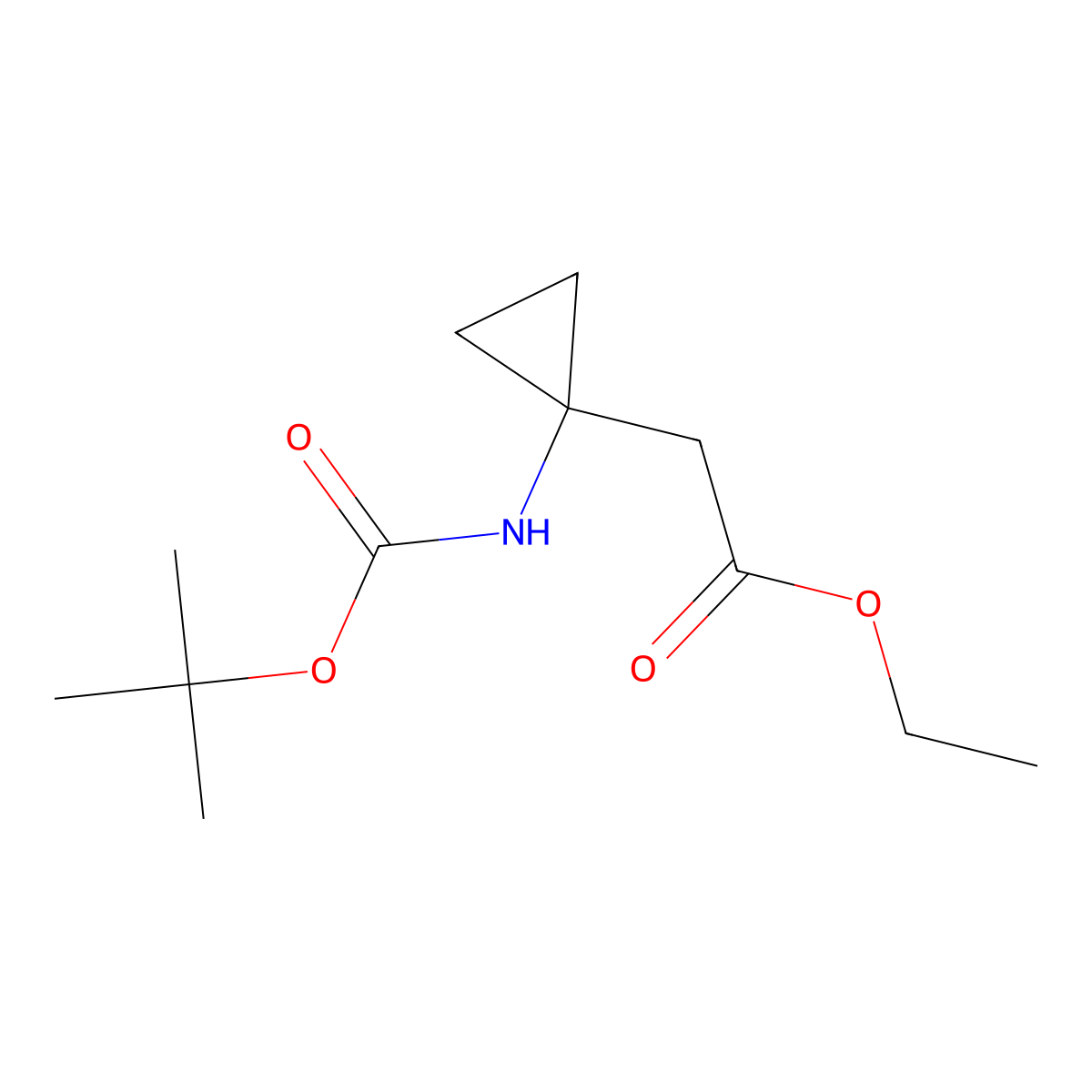 Ethyl 2-(1-((tert-butoxycarbonyl)amino)cyclopropyl)acetate molecular structure, CAS 2120617-46-9