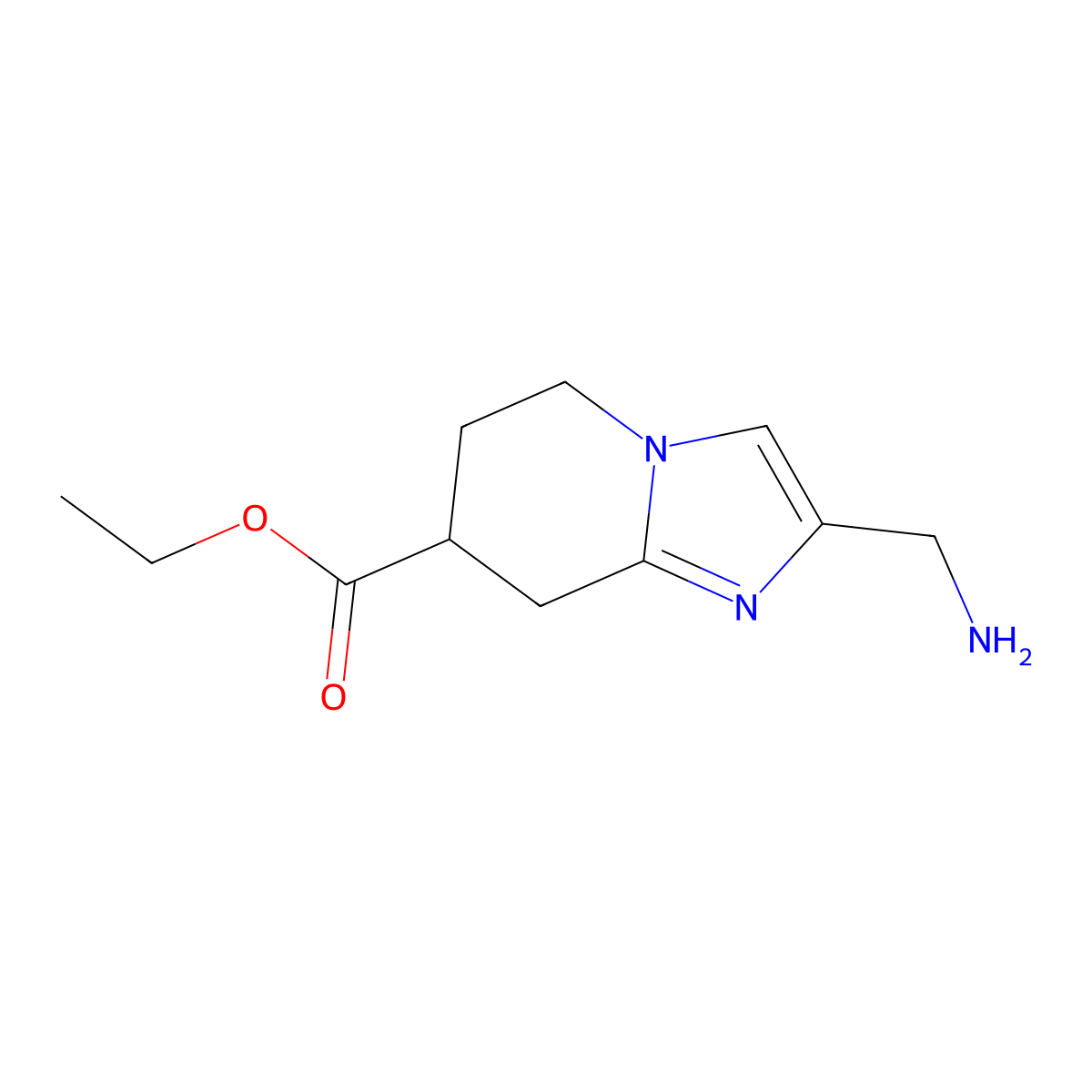 ethyl 2-(aminomethyl)-5H,6H,7H,8H-imidazo[1,2-a]pyridine-7-carboxylate molecular structure, CAS 2120625-64-9