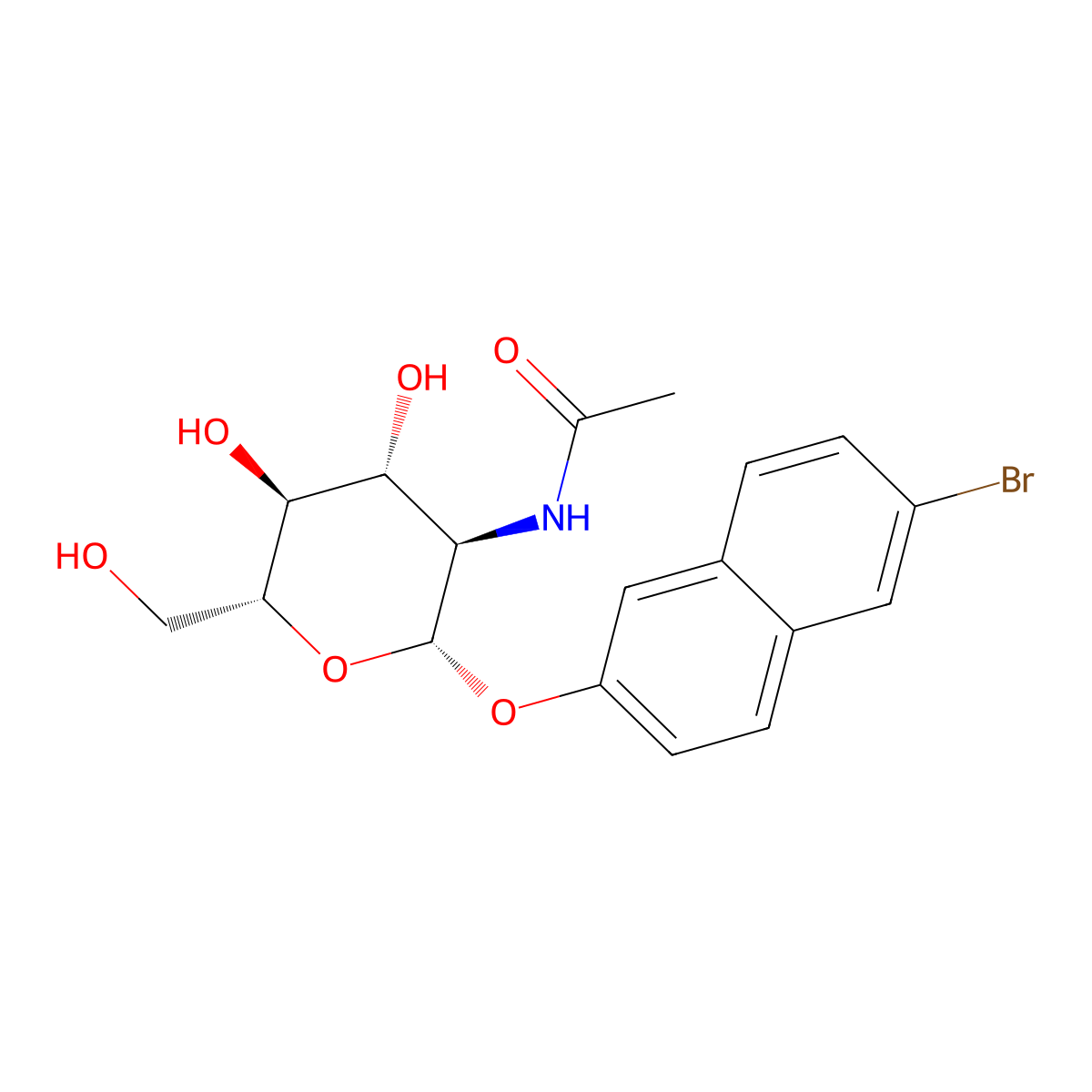 6-Bromo-2-naphthyl 2-acetamido-2-deoxy-beta-D-glucopyranoside molecular structure, CAS 212069-27-7