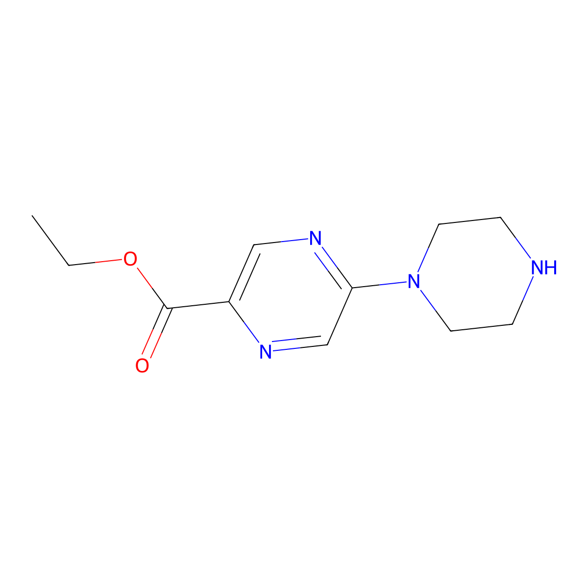 Ethyl 5-(piperazin-1-yl)pyrazine-2-carboxylate molecular structure, CAS 2120713-10-0