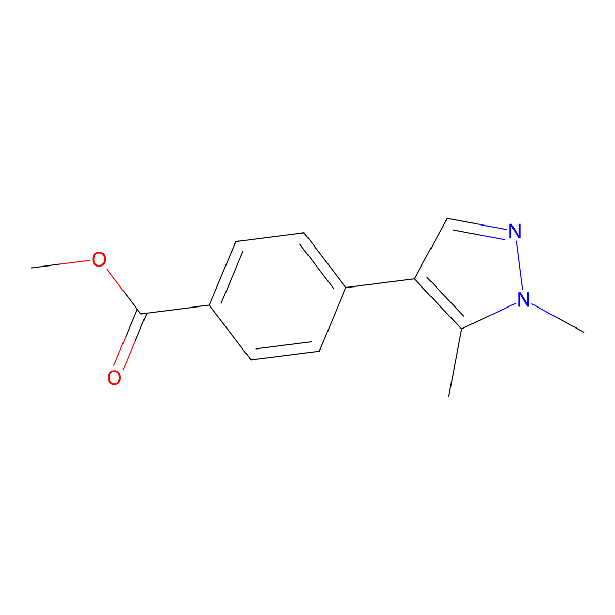 Methyl 4-(1,5-dimethyl-1H-pyrazol-4-yl)benzoate molecular structure, CAS 2120738-26-1