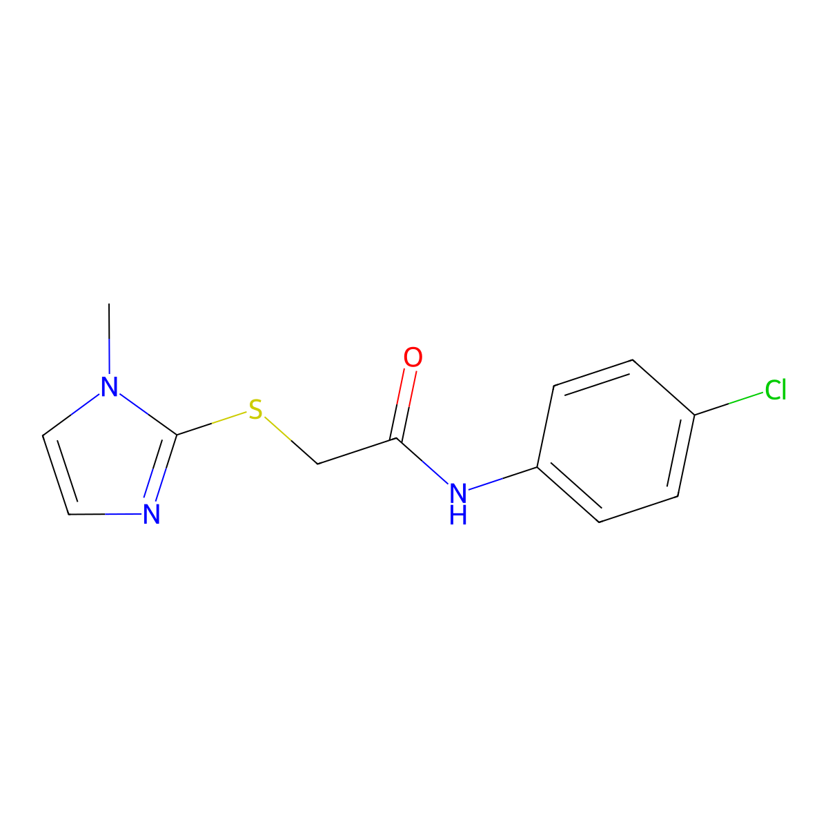 N-(4-chlorophenyl)-2-[(1-methyl-1H-imidazol-2-yl)sulfanyl]acetamide molecular structure, CAS 212074-51-6
