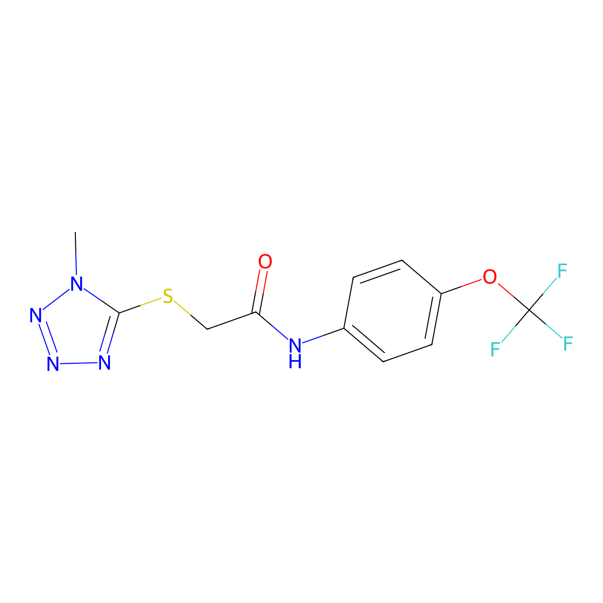 2-(1-methyltetrazol-5-yl)sulfanyl-N-[4-(trifluoromethoxy)phenyl]acetamide molecular structure, CAS 212074-56-1