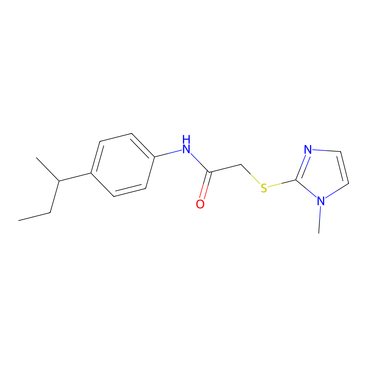 N-(4-butan-2-ylphenyl)-2-(1-methylimidazol-2-yl)sulfanylacetamide molecular structure, CAS 212074-60-7