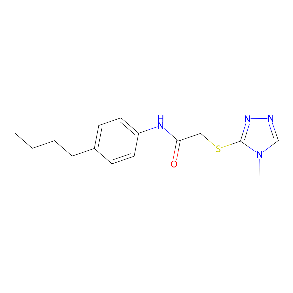 N-(4-butylphenyl)-2-[(4-methyl-4H-1,2,4-triazol-3-yl)sulfanyl]acetamide molecular structure, CAS 212074-61-8
