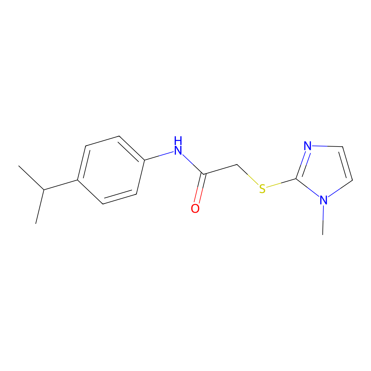 2-[(1-methyl-1H-imidazol-2-yl)sulfanyl]-N-[4-(propan-2-yl)phenyl]acetamide molecular structure, CAS 212074-67-4