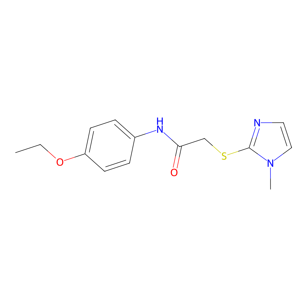 N-(4-ethoxyphenyl)-2-[(1-methyl-1H-imidazol-2-yl)sulfanyl]acetamide molecular structure, CAS 212074-68-5