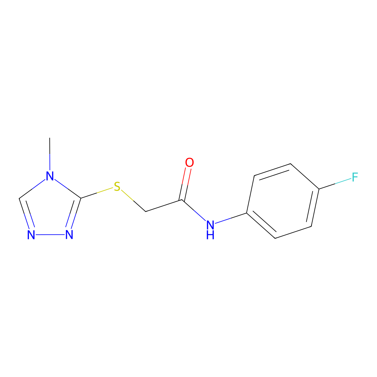 N-(4-Fluorophenyl)-2-[(4-methyl-4H-1,2,4-triazol-3-yl)sulfanyl]acetamide molecular structure, CAS 212074-82-3