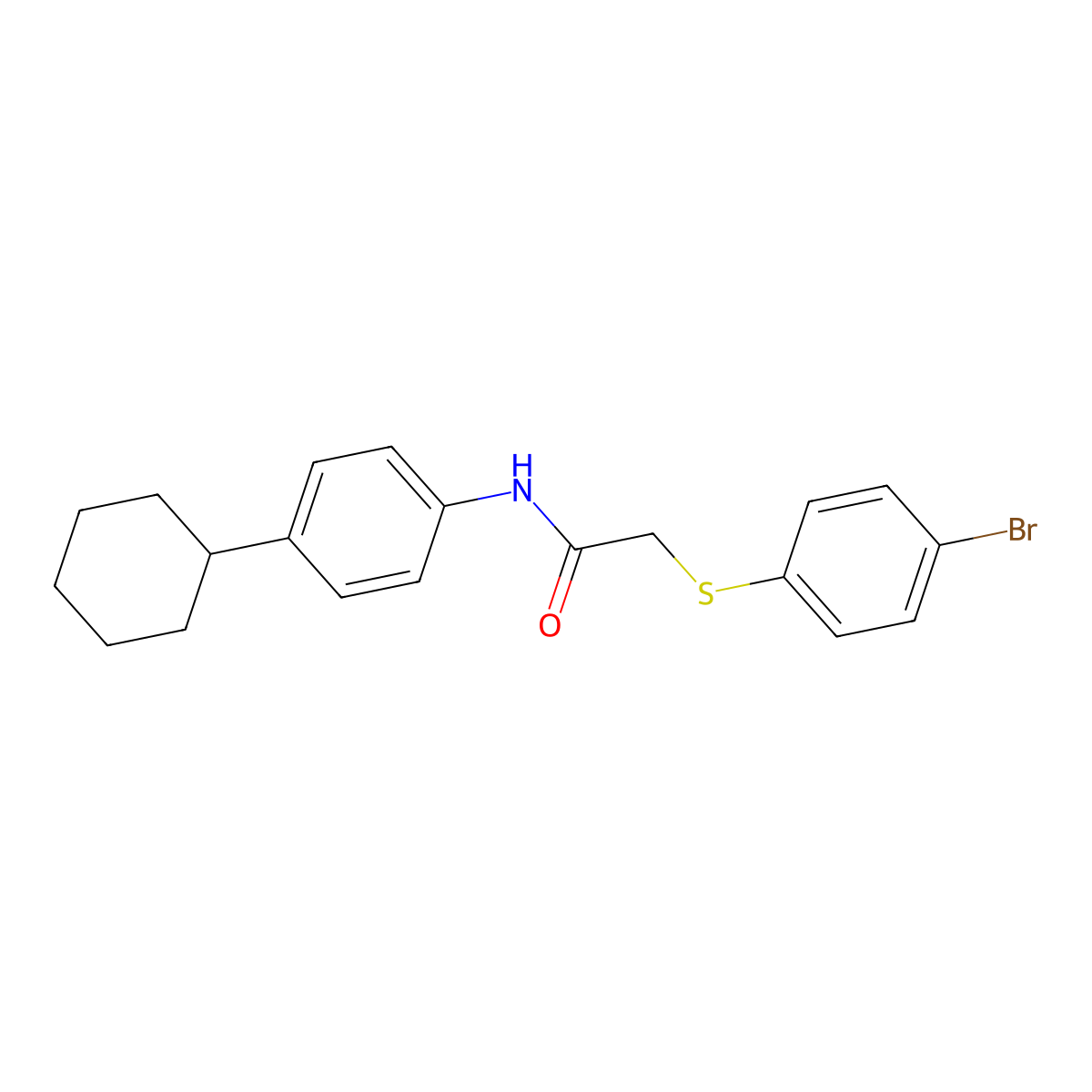 2-[(4-bromophenyl)sulfanyl]-N-(4-cyclohexylphenyl)acetamide molecular structure, CAS 212074-96-9
