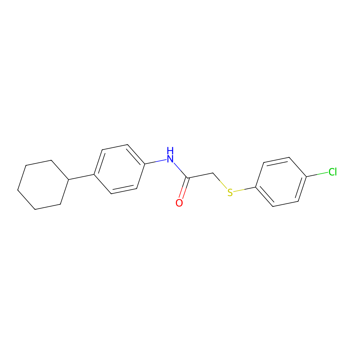 2-[(4-chlorophenyl)sulfanyl]-N-(4-cyclohexylphenyl)acetamide molecular structure, CAS 212074-97-0